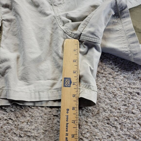 Columbia Shorts Mens XL Beige PFG Fishing Mesh Pockets Cotton Stretch Fish Flaw* - Picture 6 of 9